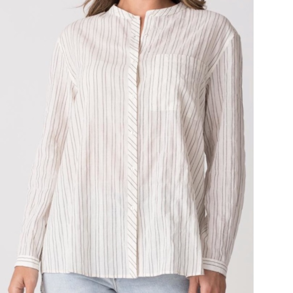 RELAXED STRIPED SHIRT charcoal and white